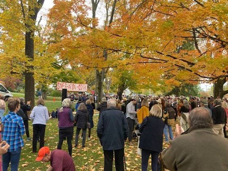Blumenthal joined a rally to save Sharon Hospital’s Labor and Delivery Unit. 